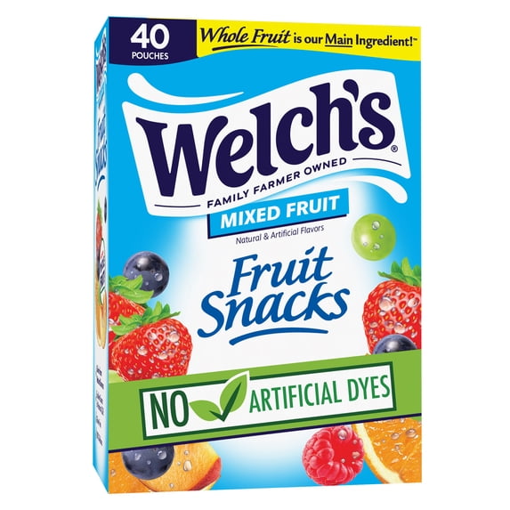 Welch's Fruit Snacks Gluten-Free Mixed Fruit Kids Snacks, Soft Snacks, 0.8 oz, 40 Count
